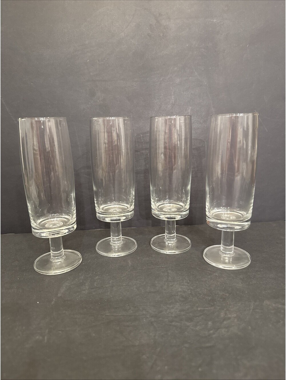 MCM (4) Highball Footed Glasses 6.75” H